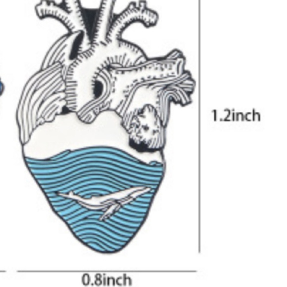 2 Matching Anatomy Heart Scrub Pins Blue Surf Wave - Picture 5 of 13